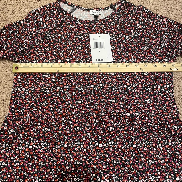 Love, Fire Multicolor Floral Mini Dress Juniors Large Long Sleeve Jersey Soft - Picture 7 of 9